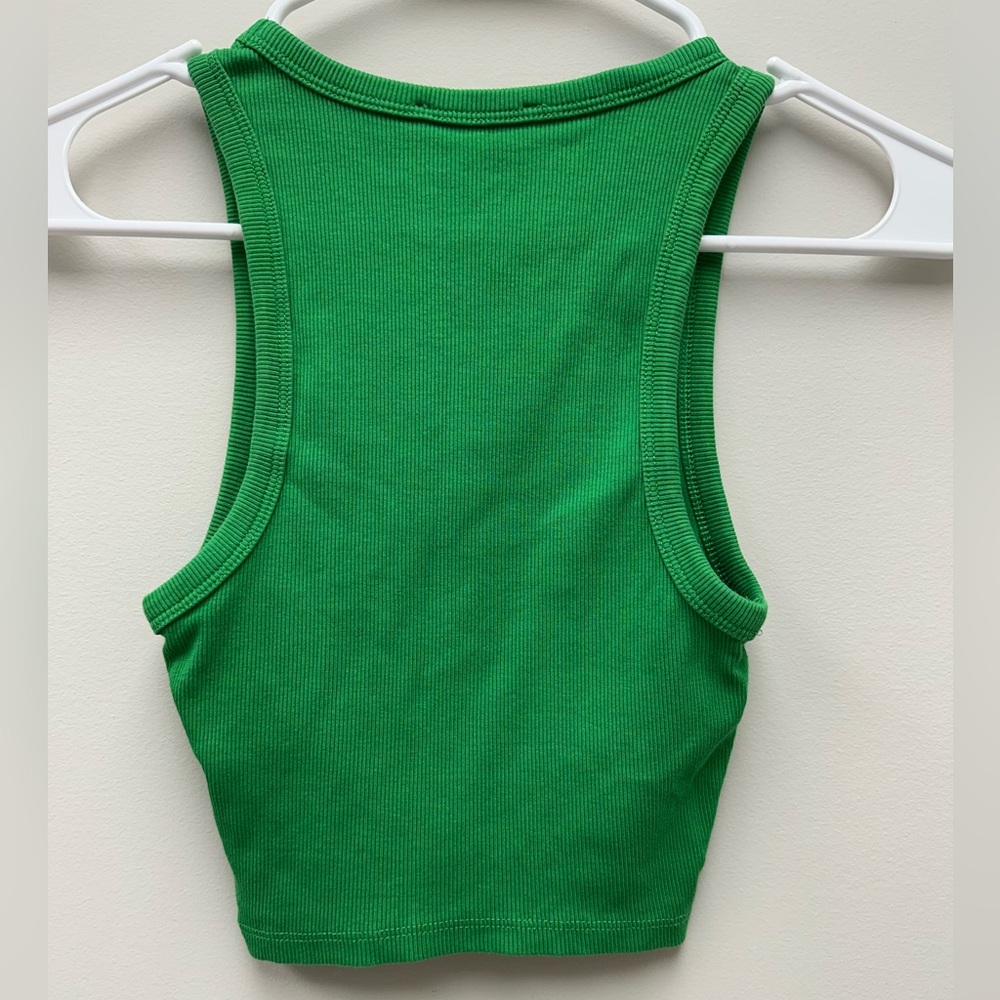Zara Kelly Green Ribbed Crop Tank - Picture 2 of 4